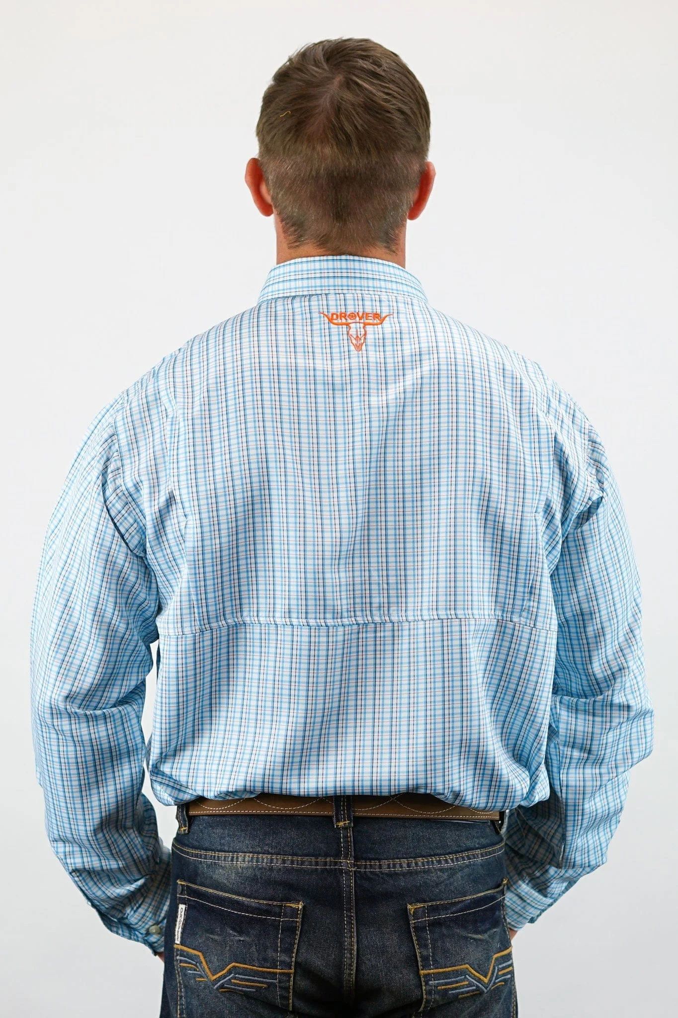 Signature Series - Bonanza - Wrinkle Free, Vent, Print, Classic Fit Shirt (Blue Plaid) - Image 6