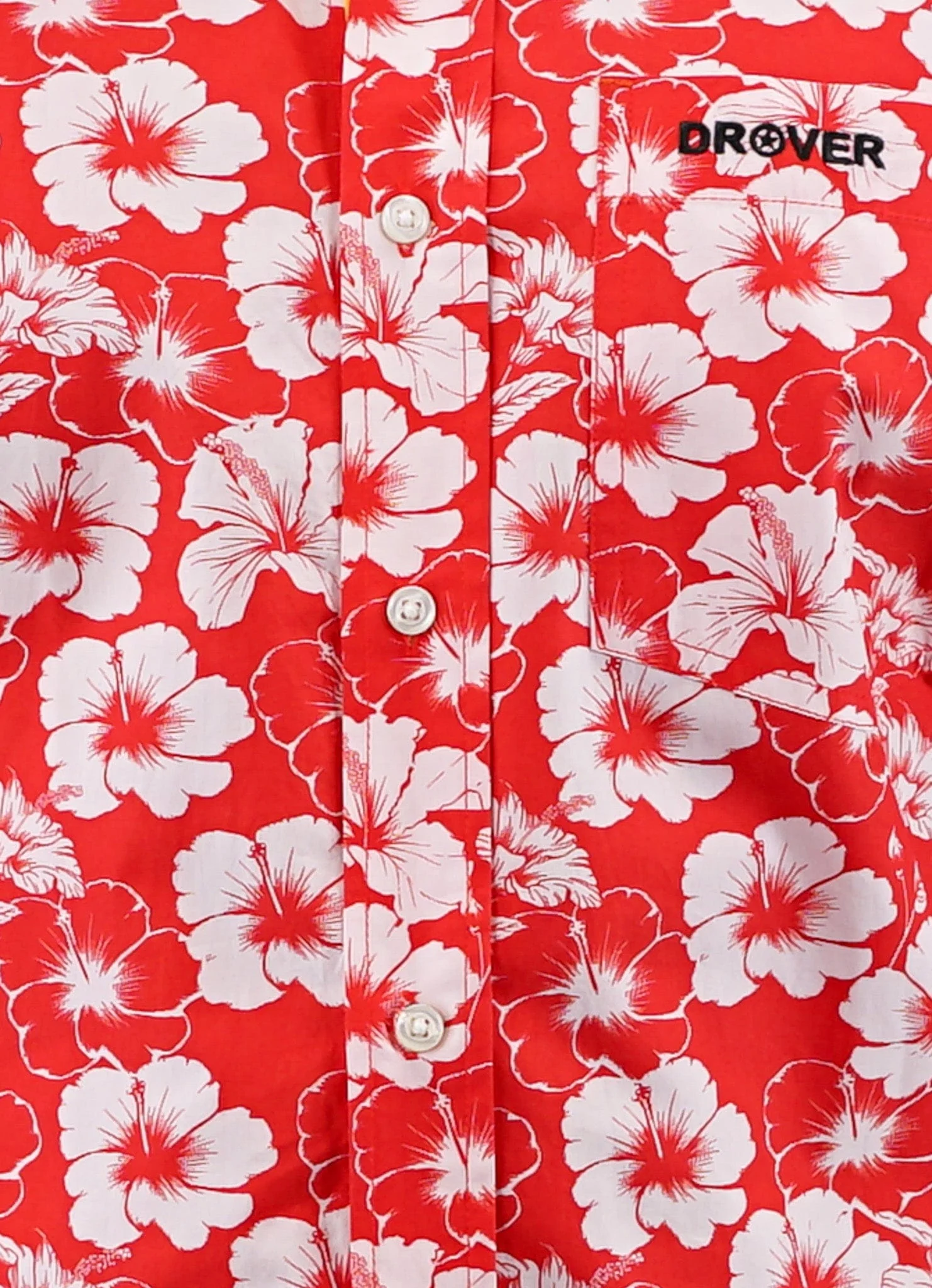Signature Series - Concho - Red and White Hibiscus Flower Print, Classic Fit Short Sleeve Shirt - Image 4