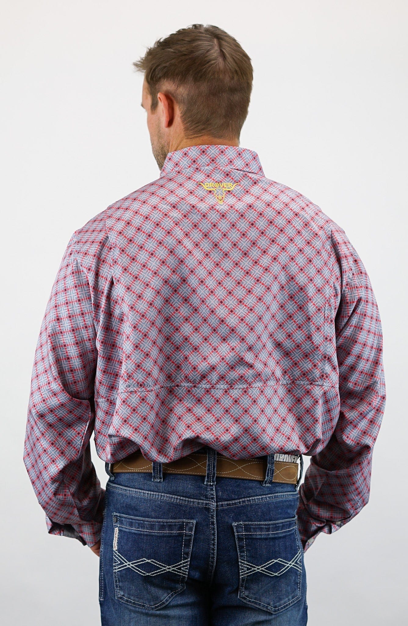 Signature Series - Corral - Vented, Moisture Wicking, Red and Gray Print, Classic Fit Vented Shirt - Image 5