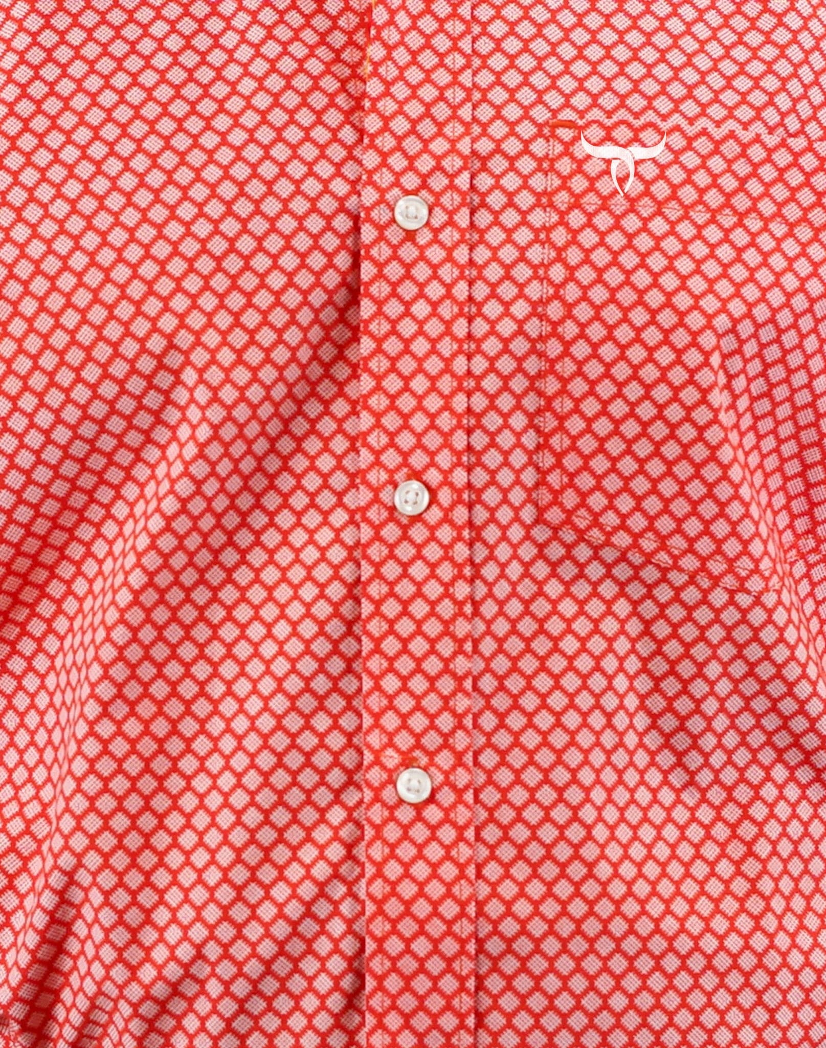 Signature Series - Foreman - Peach/Orange Print, Classic Fit Short Sleeve Shirt - Image 2