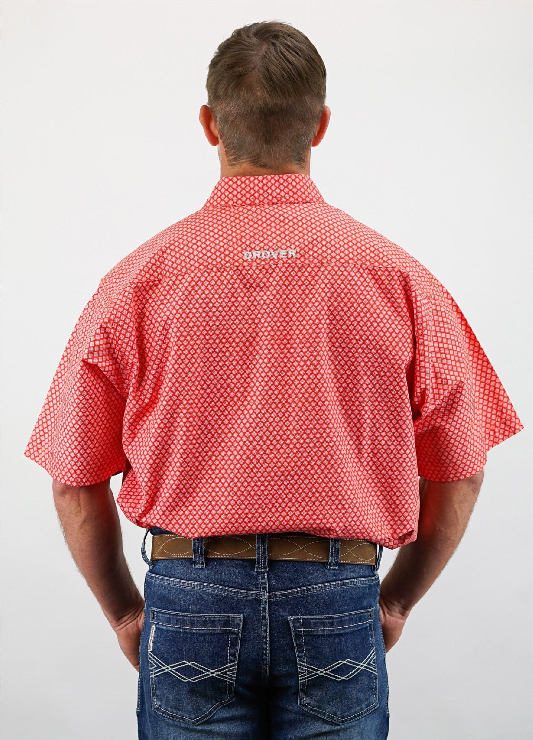 Signature Series - Foreman - Peach/Orange Print, Classic Fit Short Sleeve Shirt - Image 3