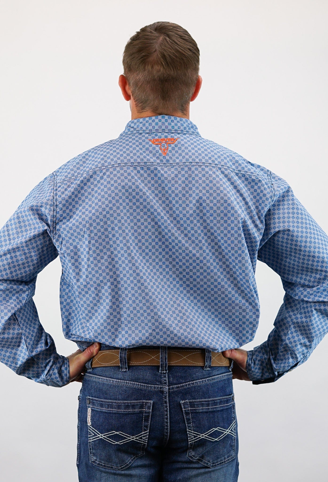 Signature Series - Outlaw - Pearl Snap, Print, Option Cuff, Classic Fit Shirt (Blue Diamond) - Image 4