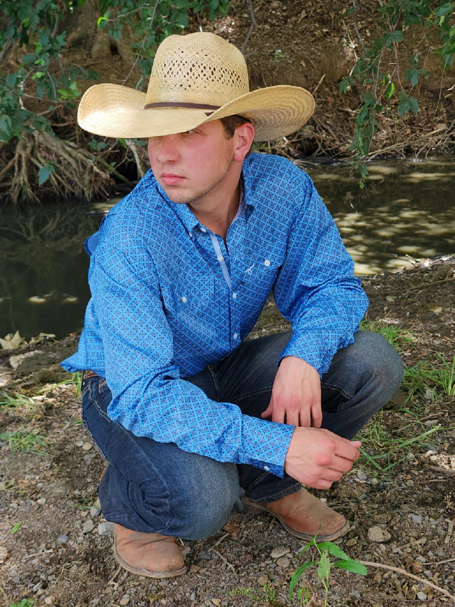 Signature Series - Scout - Vented, Moisture Wicking, Blue and Slate Gray Print, Classic Fit Vent Shirt