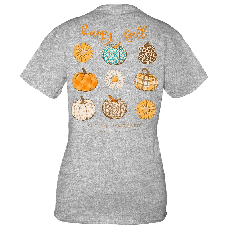 Simply Southern Women's Happy Fall Pumpkin Short Sleeve Graphic T-Shirt