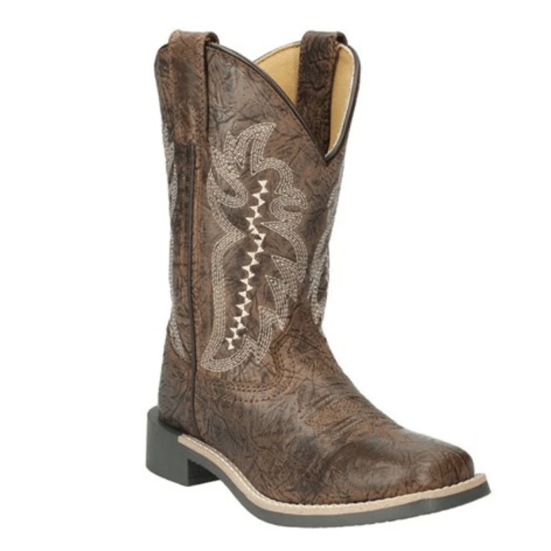 Smoky Mountain Boys Presley Brown Distressed Square Toe Western Boots 3311C