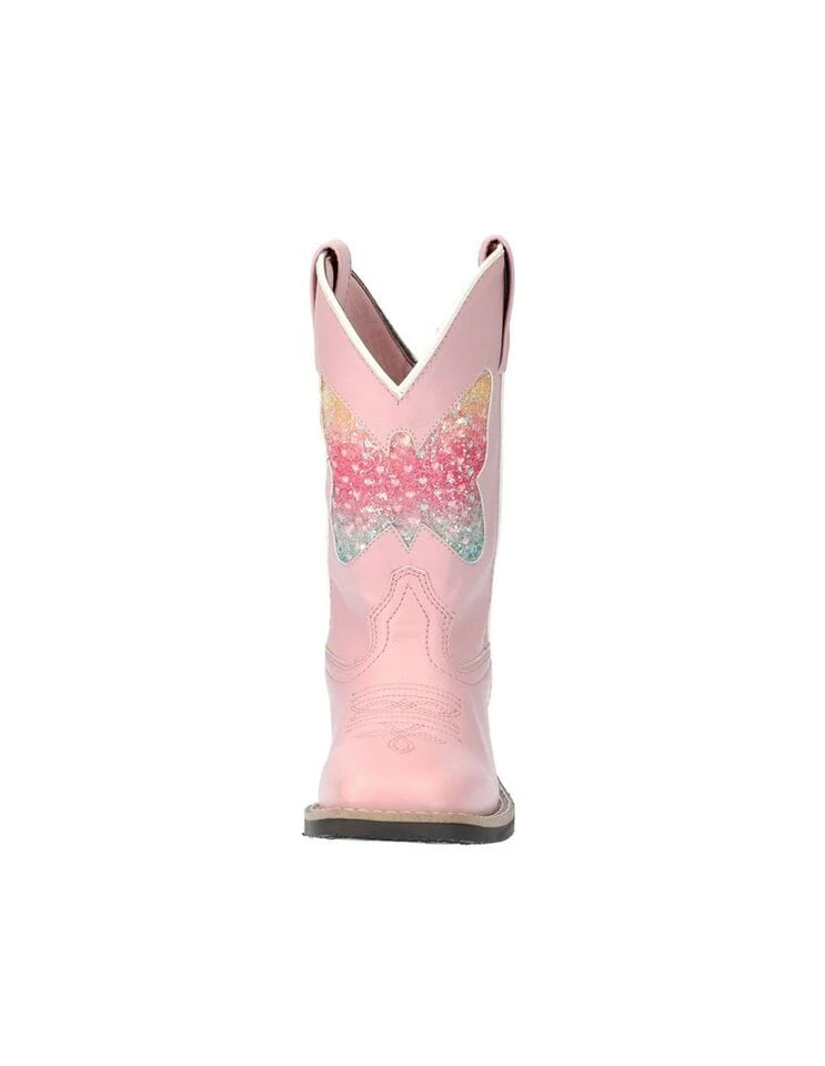 Smoky Mountain Girls Chloe Pink Butterfly Square Toe Western Boots 3308C - Image 3