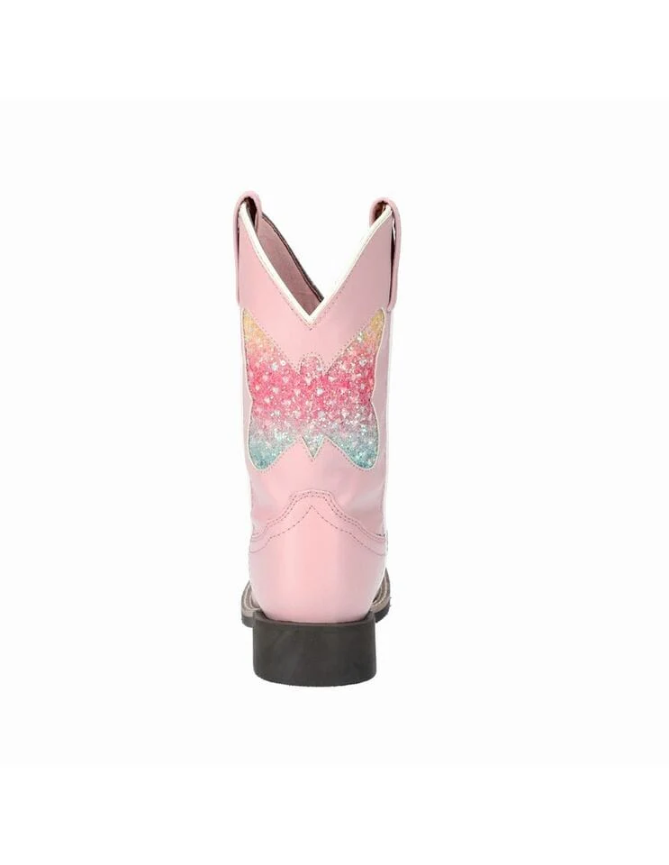 Smoky Mountain Girls Chloe Pink Butterfly Square Toe Western Boots 3308C - Image 4