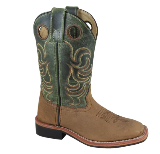 Smoky Mountain Kids Jesse Brown Distress/Green Crackle Cowboy Boots 3667C