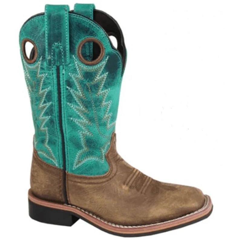 Smoky Mountain Kids Jesse Brown Distress/Turquoise Western Boots 3851C