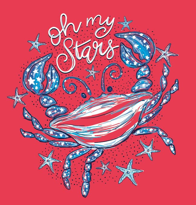 Southernology Women's Crab Oh My Stars Short Sleeve Graphic T-Shirt - Image 2