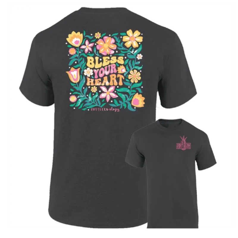 Southernology Women's Flower Power Bless Your Heart Short Sleeve T-Shirt