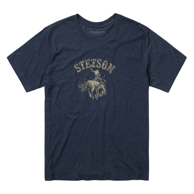 Stetson Men's Bucking Bronco Blue Short Sleeve Graphic T-Shirt 11-076-0562-0862 BU