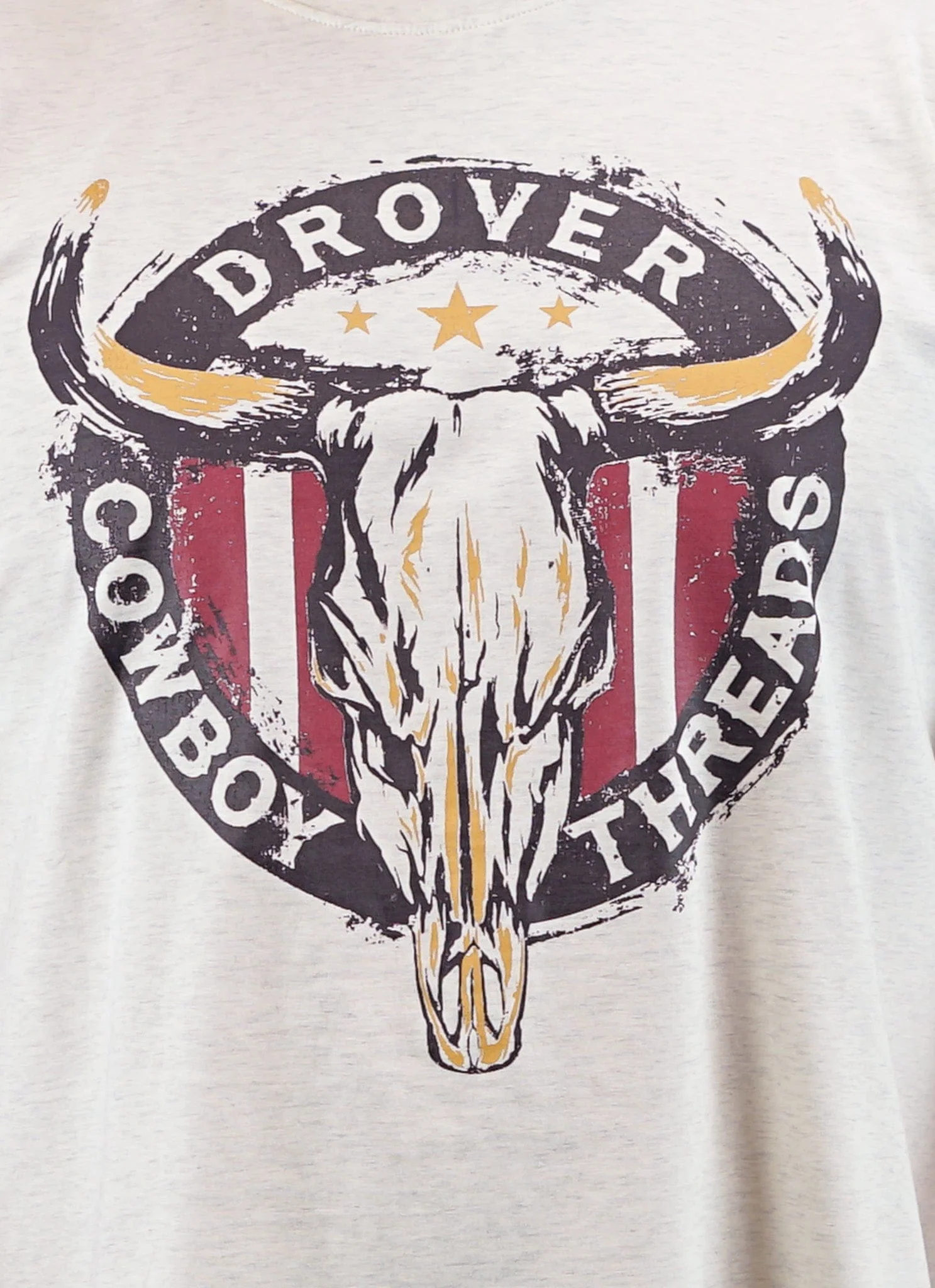 T-Shirt - Bull Skull - Heathered Oatmeal - Image 4