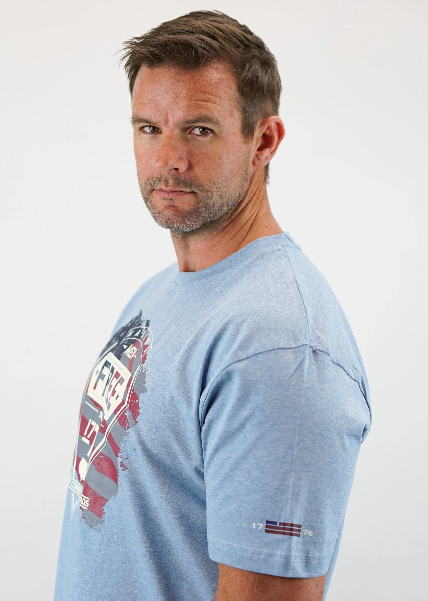 T-Shirt - Making Men Free Since 1776 - Heathered Light Blue - Image 2