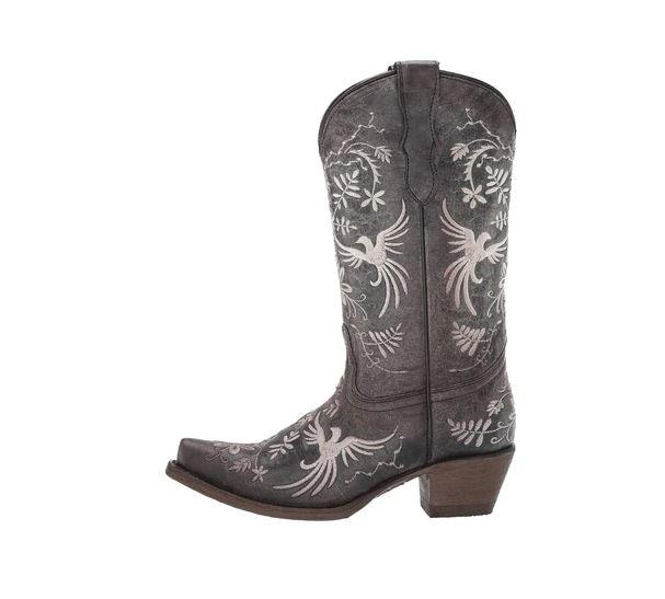 Corral Kids Embroidered Birds Grey Western Boots T0024 - Image 3
