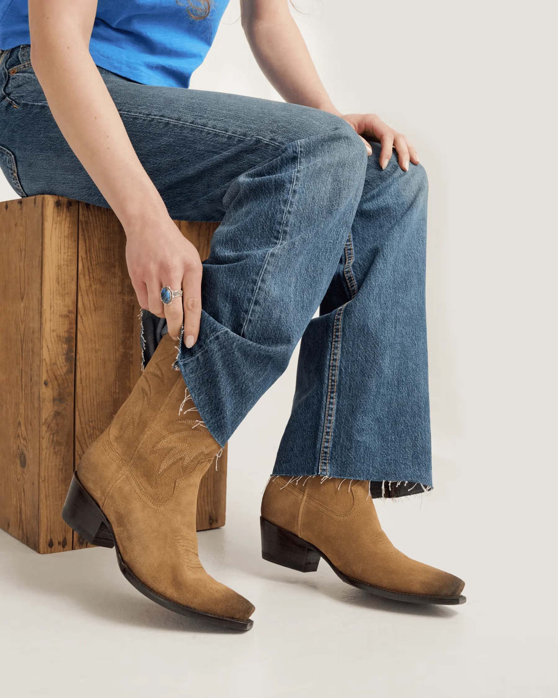 Tecovas Women's The Sadie Toasted Almond Suede Cowgirl Boots - Image 8