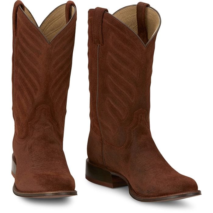 Tony Lama Men's Amado 12" Cognac Suede Western Boot DR3040 - Image 3
