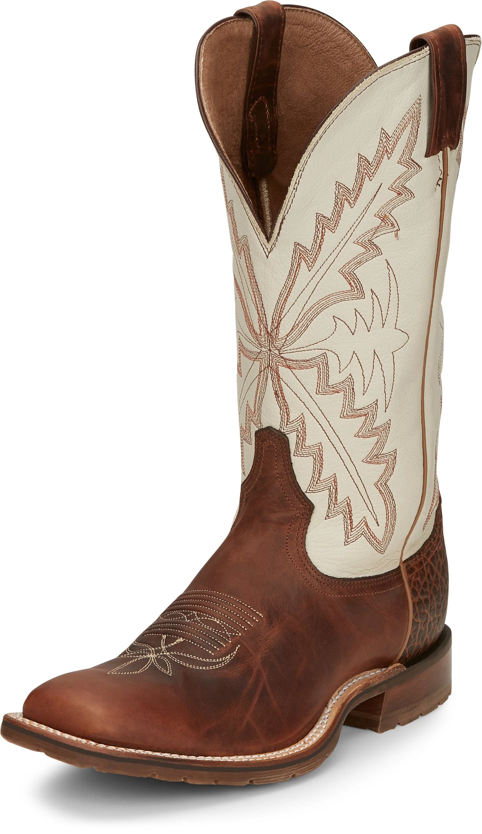 Tony Lama Men's Antonio White and Brown Square Toe Western Boots XT5102 - Image 2