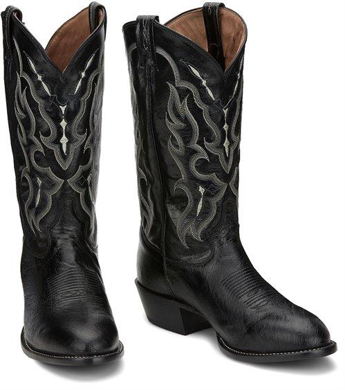 Tony Lama Men's Black Smooth Ostrich Round Toe Western Boots CT871 - Image 7
