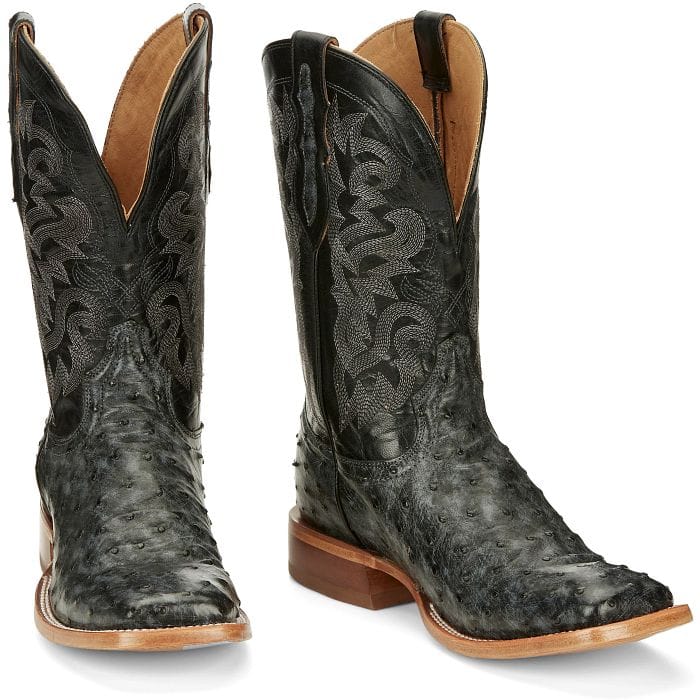 Tony Lama Men's Grey Moore Full Quill Ostrich Exotic Western Boots TL5355 - Image 4