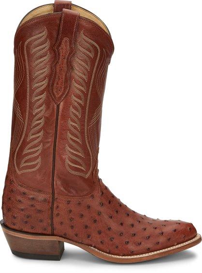 Tony Lama Men's Mccandles Brandy Full Quill Ostrich Round Toe Exotic Western Boots 8257 - Image 2