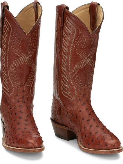 Tony Lama Men's Mccandles Brandy Full Quill Ostrich Round Toe Exotic Western Boots 8257 - Image 7
