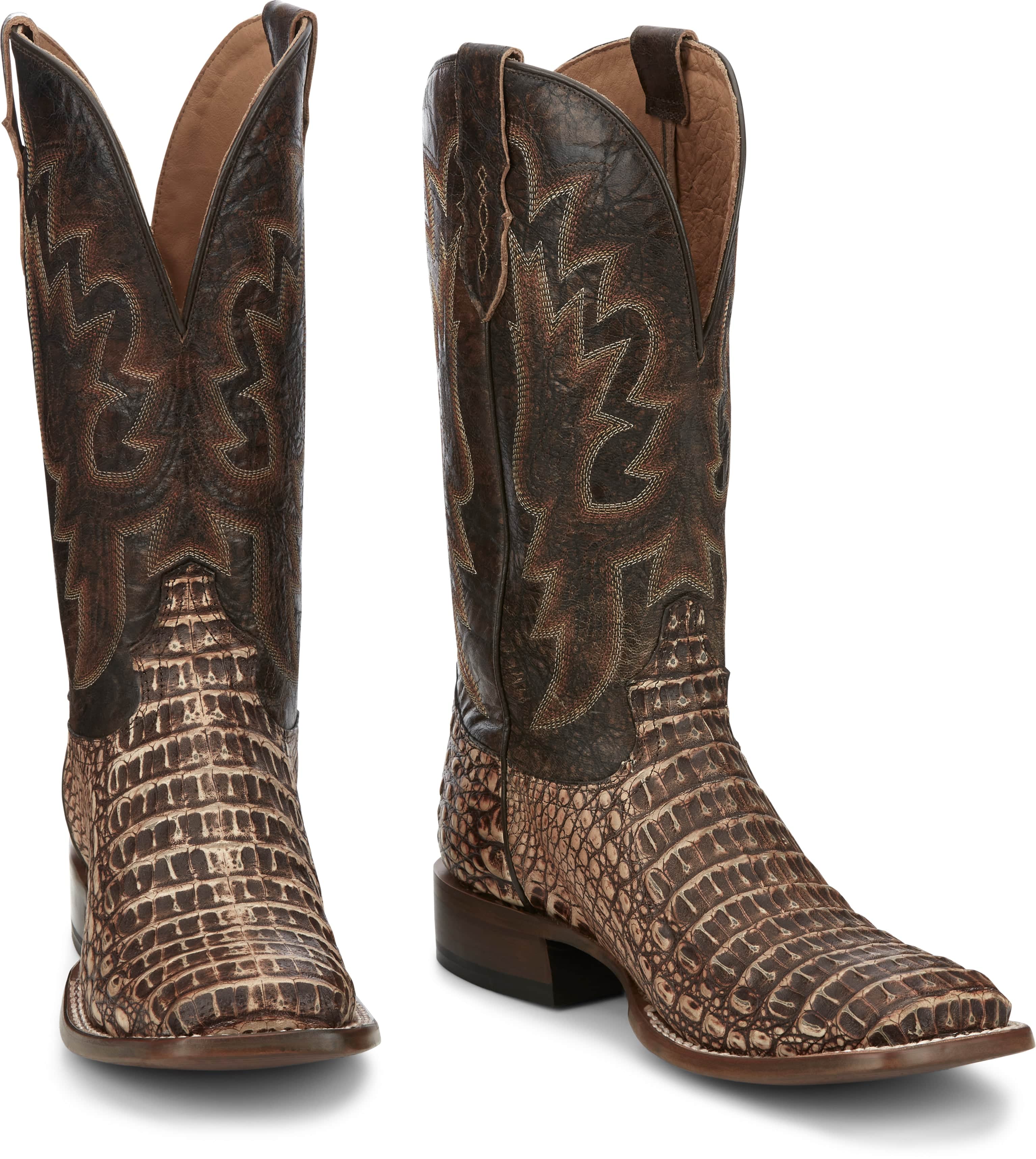 Tony Lama Men's Mitcham Peanut Hornback Caiman Exotic Western Boots TL5259 - Image 8