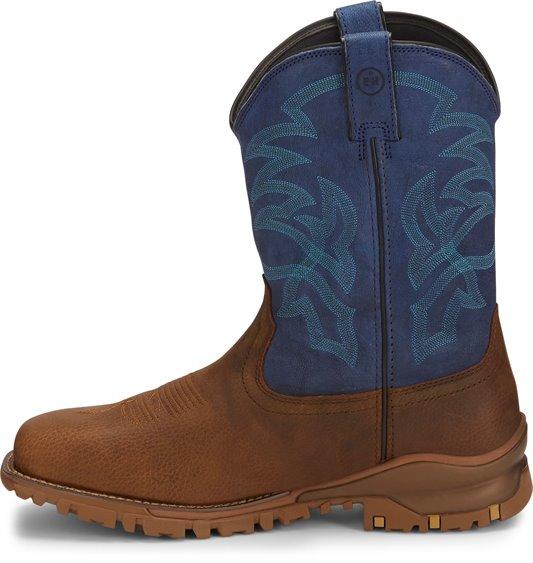 Tony Lama Men's Roustabout Blue/Tan Steel Toe Waterproof Work Boots TW5010 - Image 3