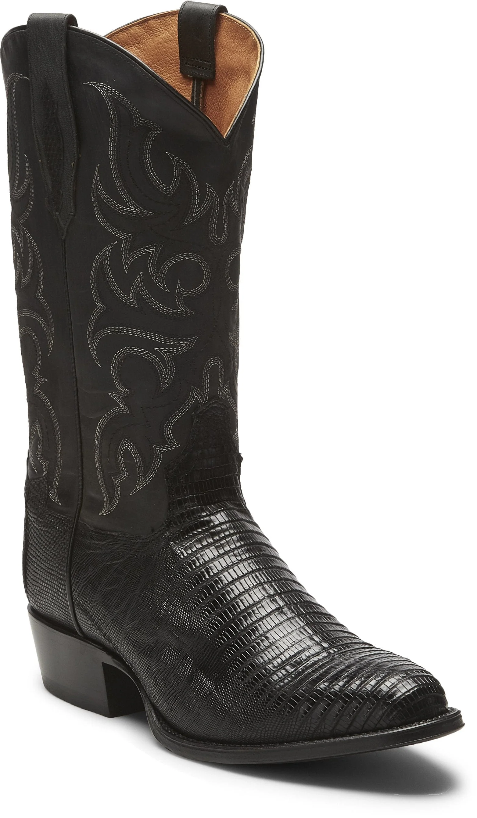 Tony Lama Men's 1911 Nacogdoches Teju Lizard Black Round Toe Cowboy Boots TL5150