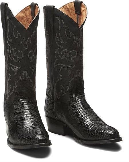 Tony Lama Men's 1911 Nacogdoches Teju Lizard Black Round Toe Cowboy Boots TL5150 - Image 8