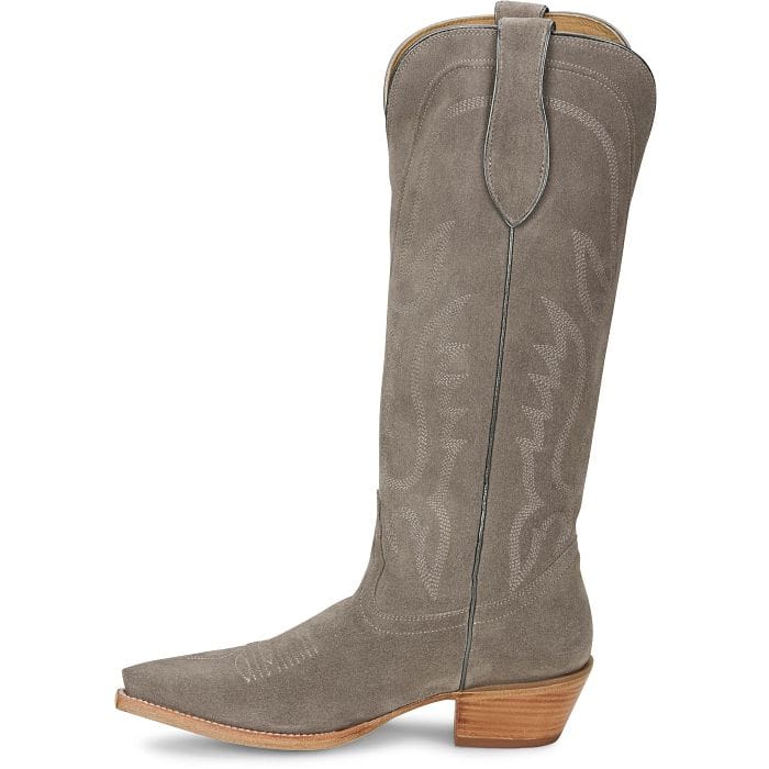 Tony Lama Women's Ash Grey Liz Suede Western Boots DR4260 - Image 3
