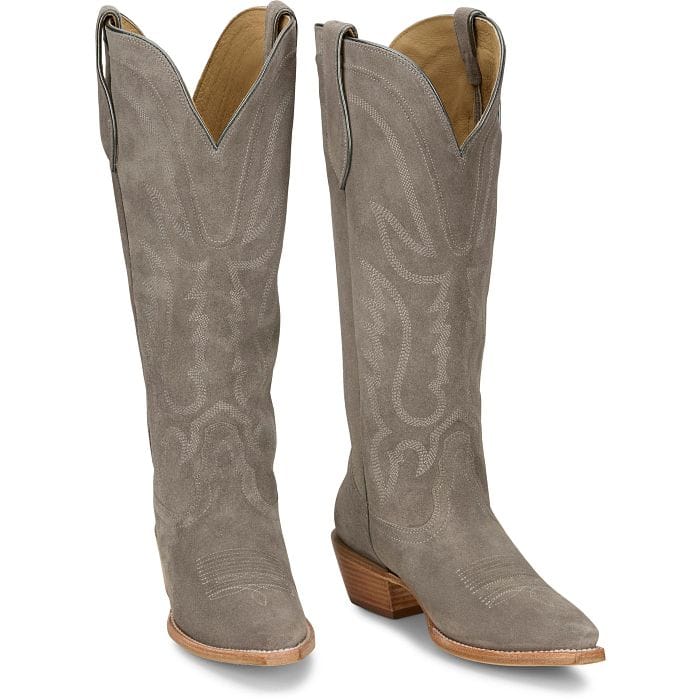 Tony Lama Women's Ash Grey Liz Suede Western Boots DR4260 - Image 4