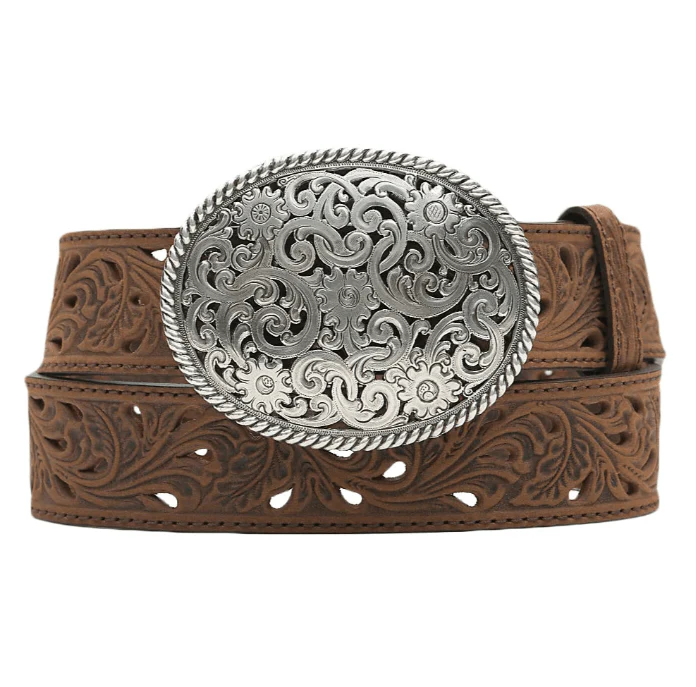 Tony Lama Women's Brown Pierced Filigree Trophy Belt C50029