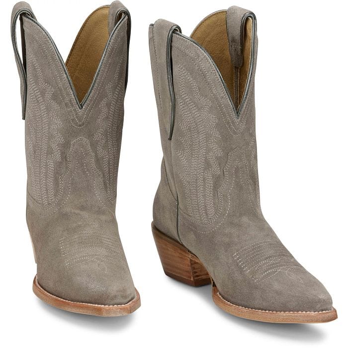 Tony Lama Women's Ash Grey Lea 9" Suede Western Booties DR3260 - Image 4