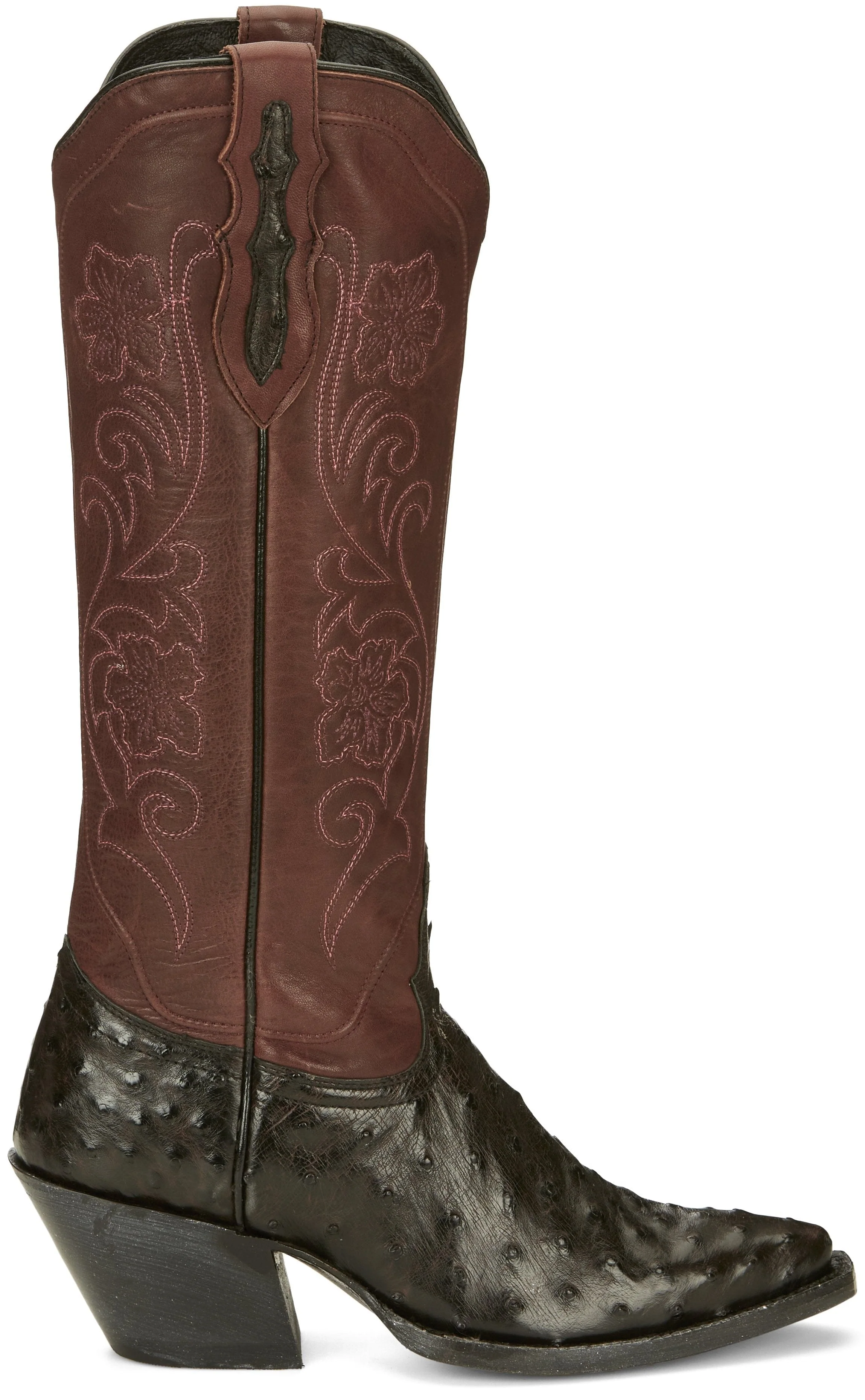 Tony Lama Women's Vaqueras Ines Black Cherry Full Quill Ostrich Western Boots VF3056 - Image 3