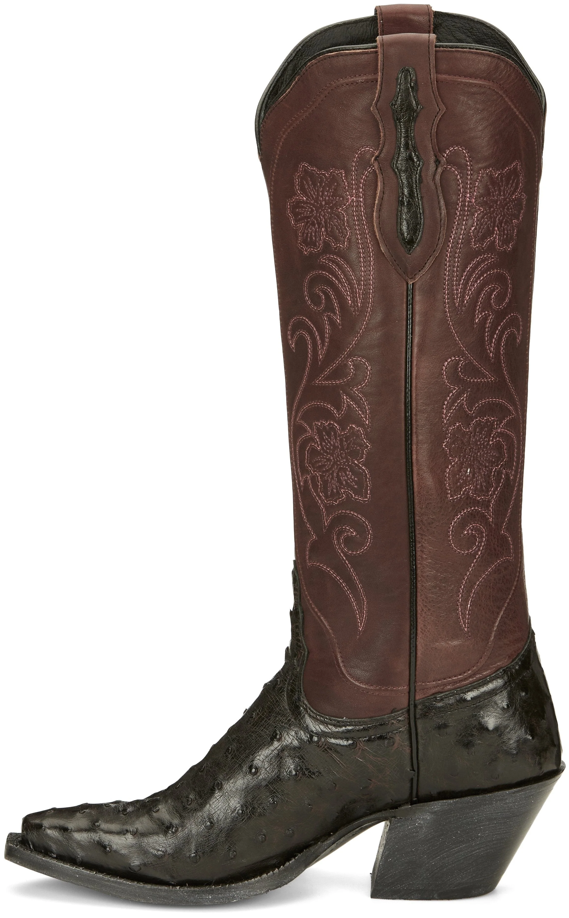 Tony Lama Women's Vaqueras Ines Black Cherry Full Quill Ostrich Western Boots VF3056 - Image 4