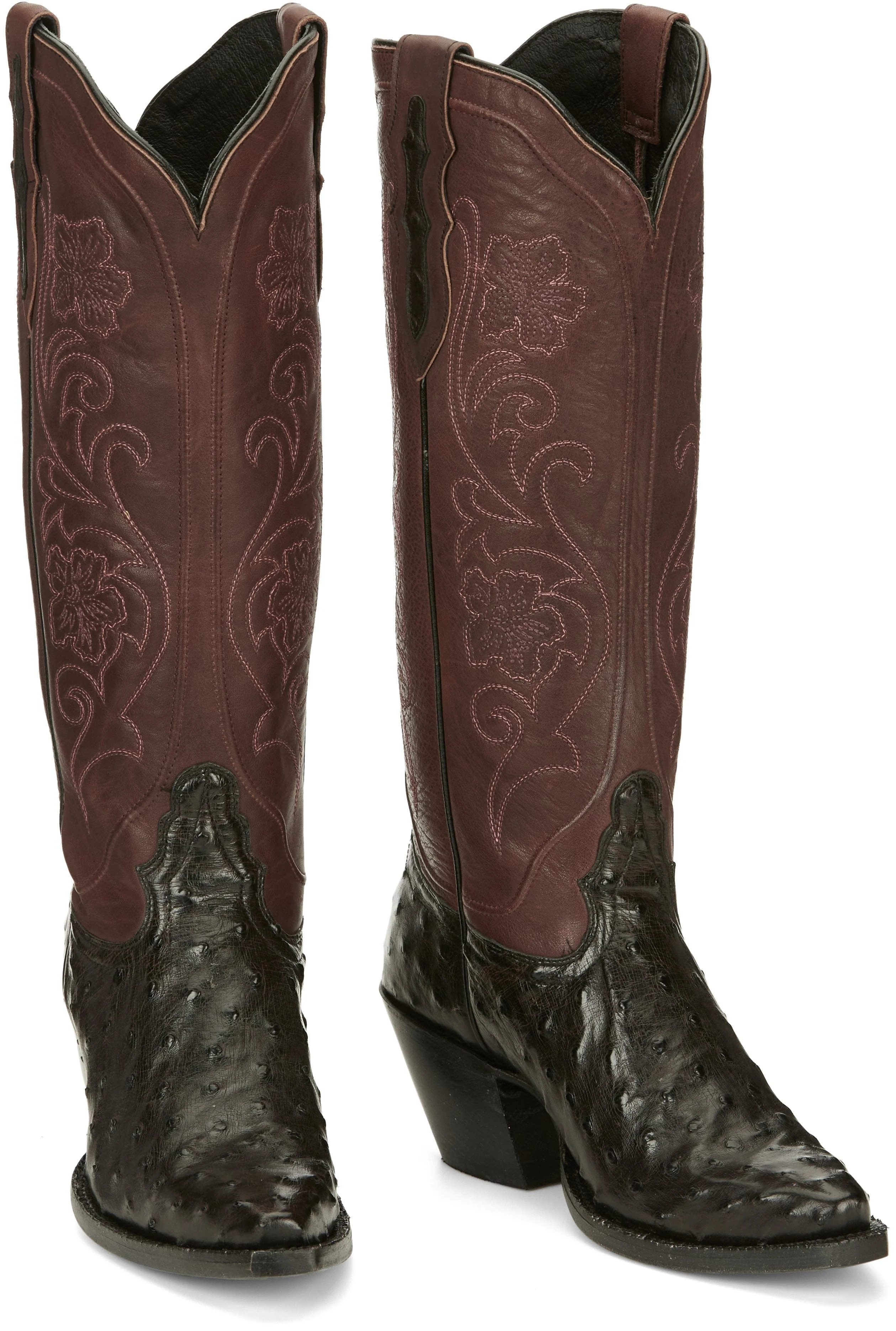 Tony Lama Women's Vaqueras Ines Black Cherry Full Quill Ostrich Western Boots VF3056 - Image 8