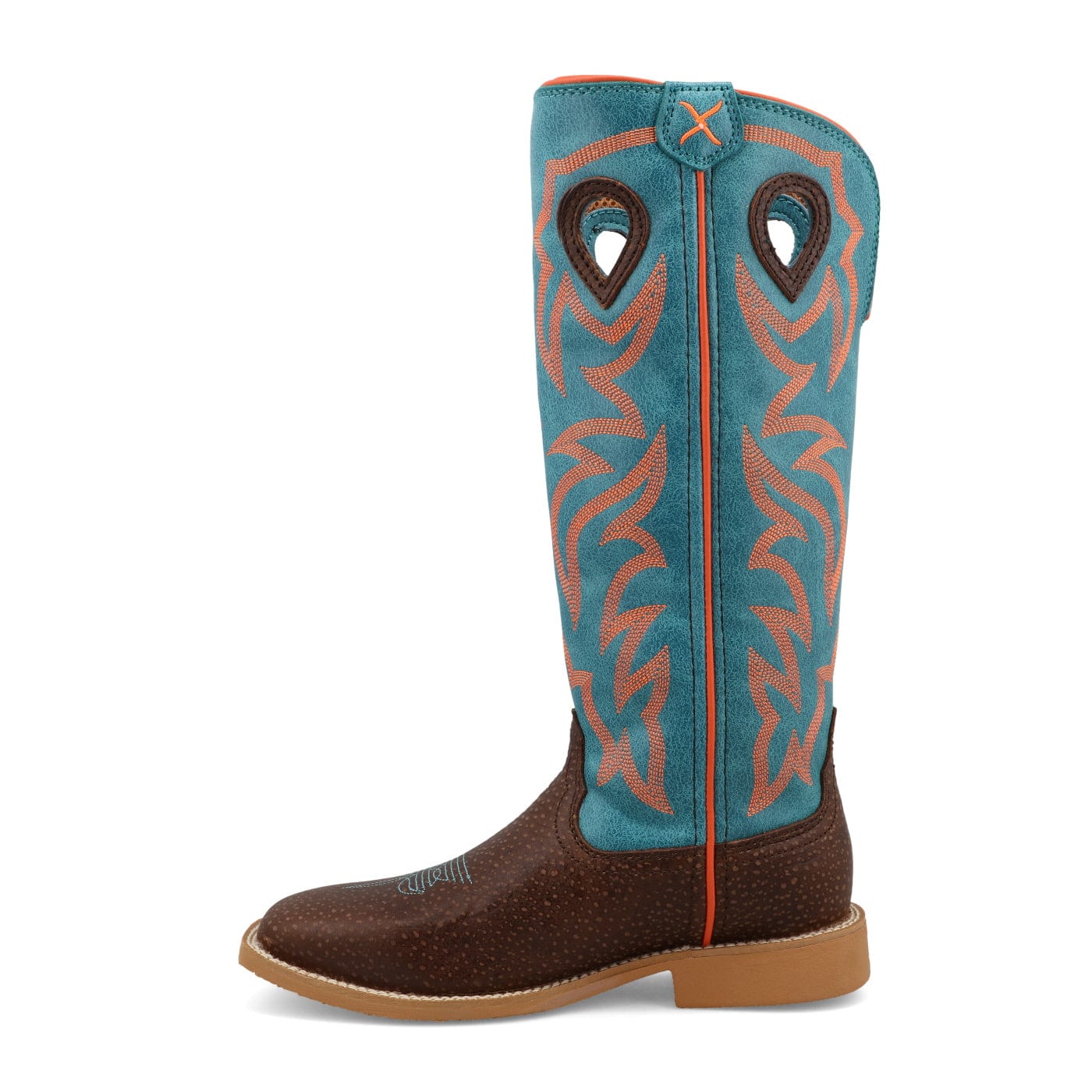 Twisted X Kids Dark Chocolate & Electric Turquoise Buckaroo Western Boot YBK0011 - Image 2