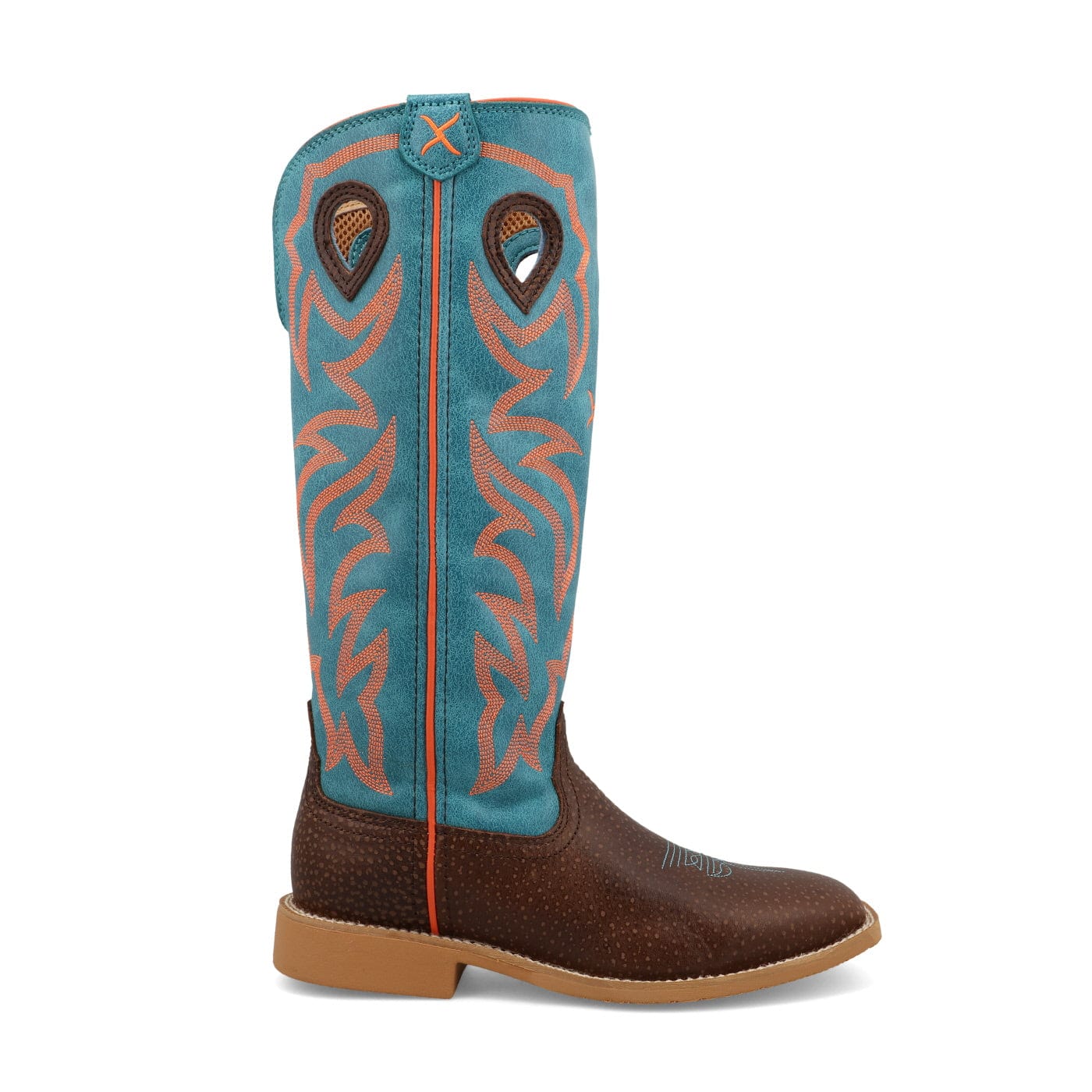 Twisted X Kids Dark Chocolate & Electric Turquoise Buckaroo Western Boot YBK0011 - Image 4