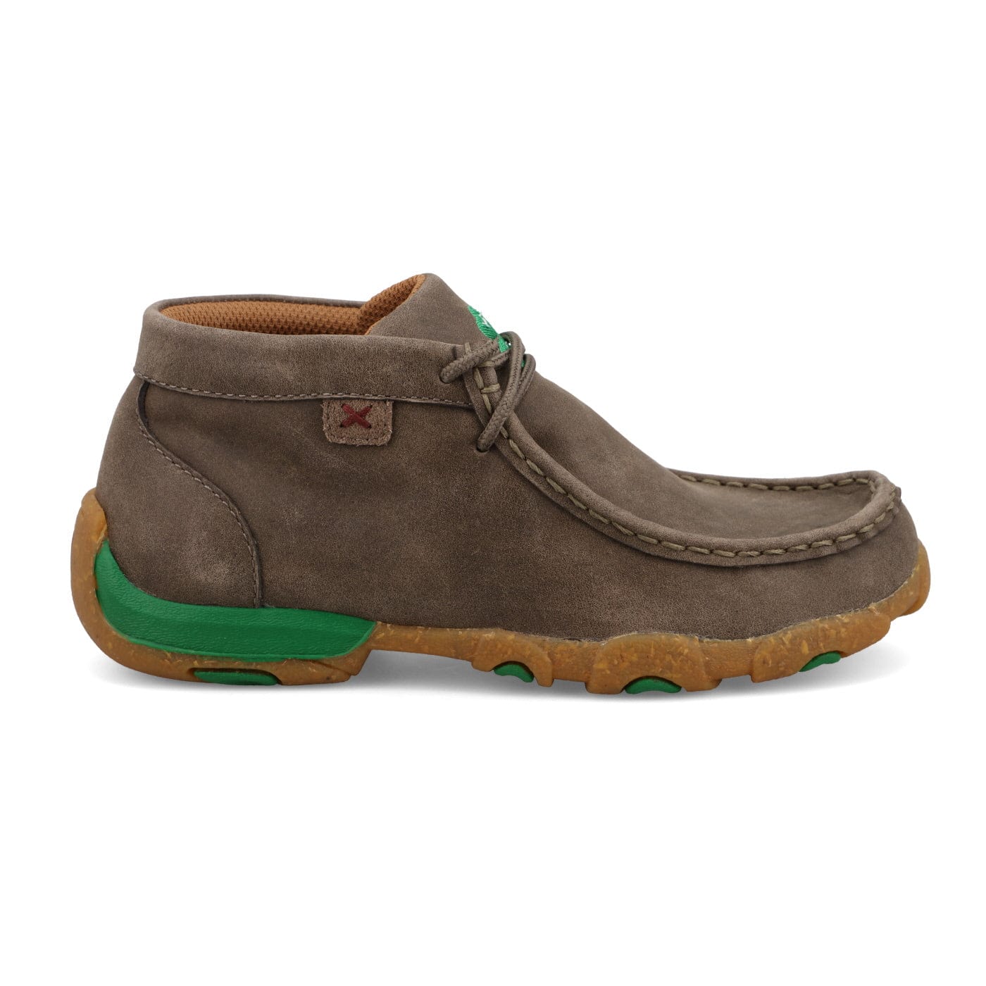 Twisted X Kids Deep Taupe & Kelly Green Chukka Driving Moc Shoe YDM0055 - Image 4