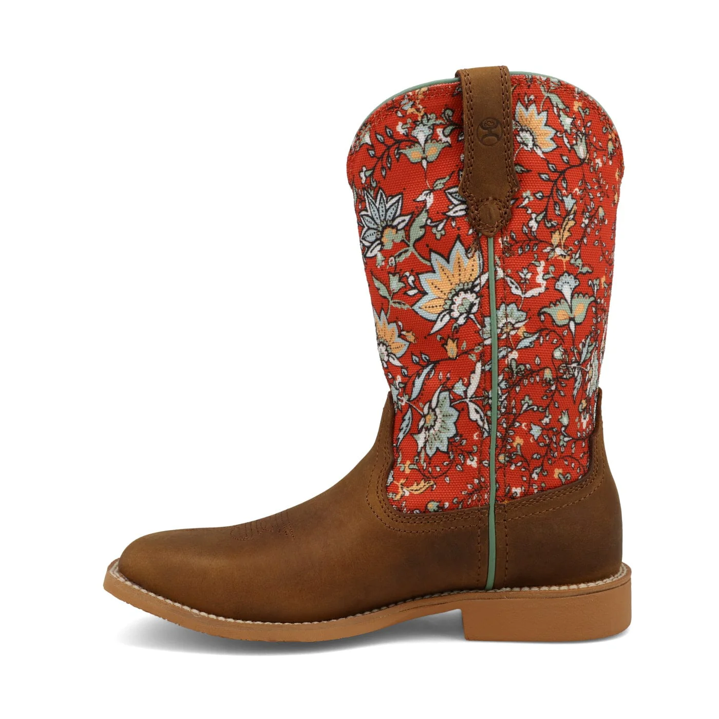 Twisted X Kids Rustic Brown & Red Floral Hooey Western Boot YHY0013 - Image 2