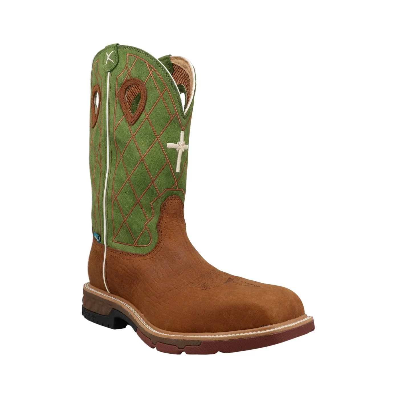 Twisted X Men's Carmel Cafe & Green Comp Toe Western Work Boot MXBNW07