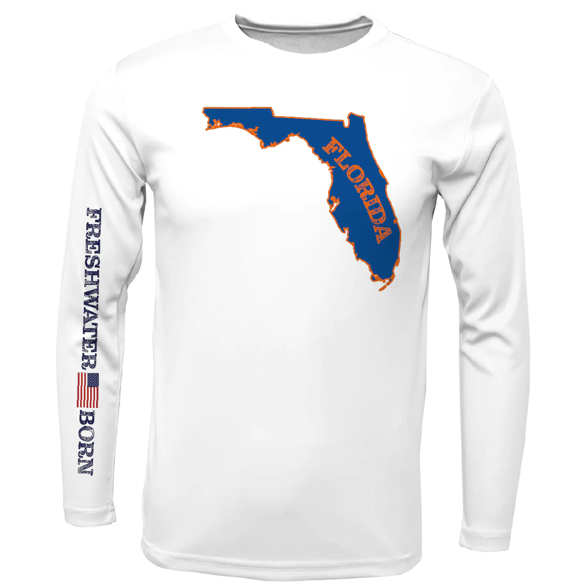 UF Orange and Blue Freshwater Born Boy's Long Sleeve UPF 50+ Dry-Fit Shirt - Image 3