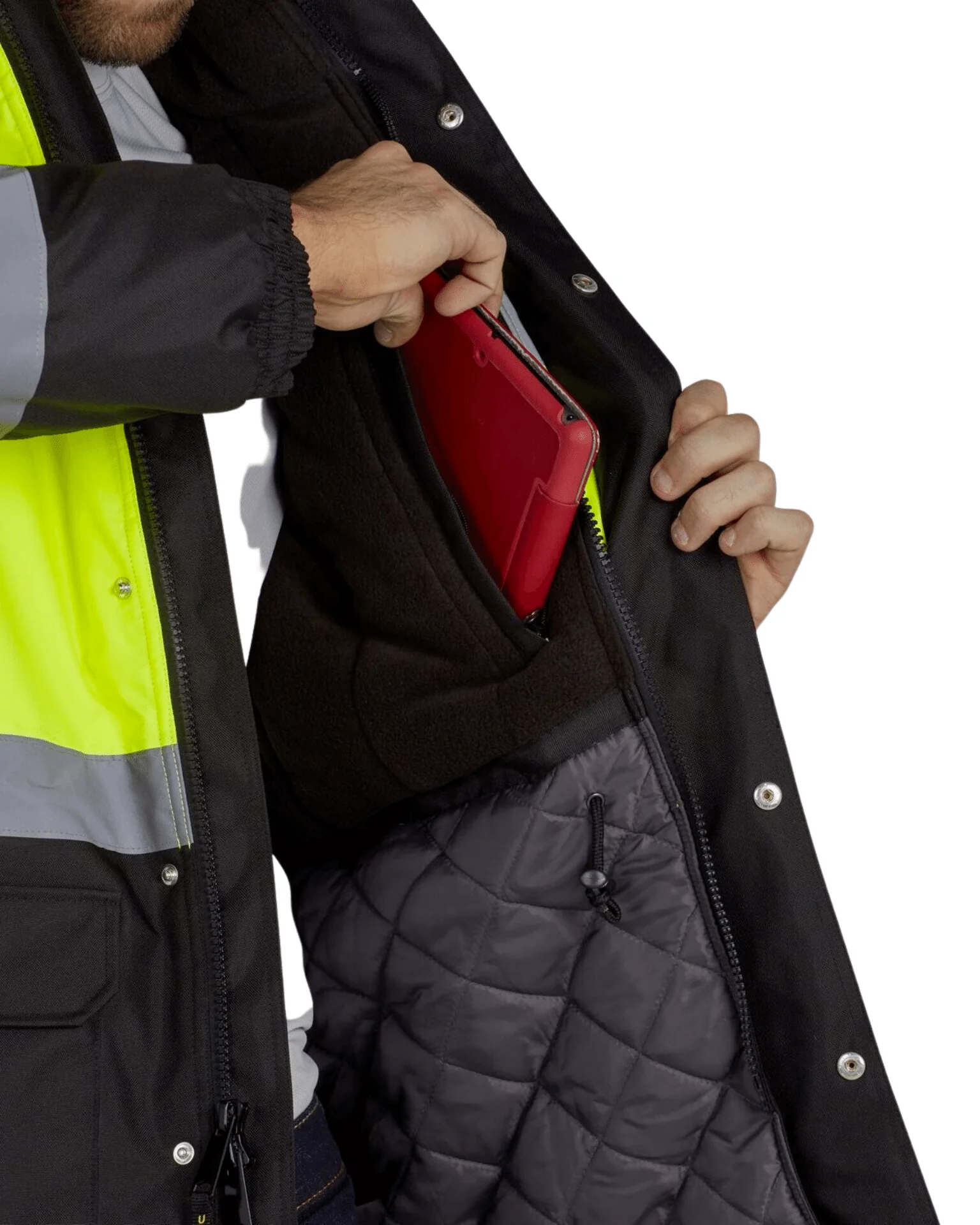 UHV1004 HiVis Contractor Jacket with Teflon Fabric Protector - Yellow/Grey - Image 2