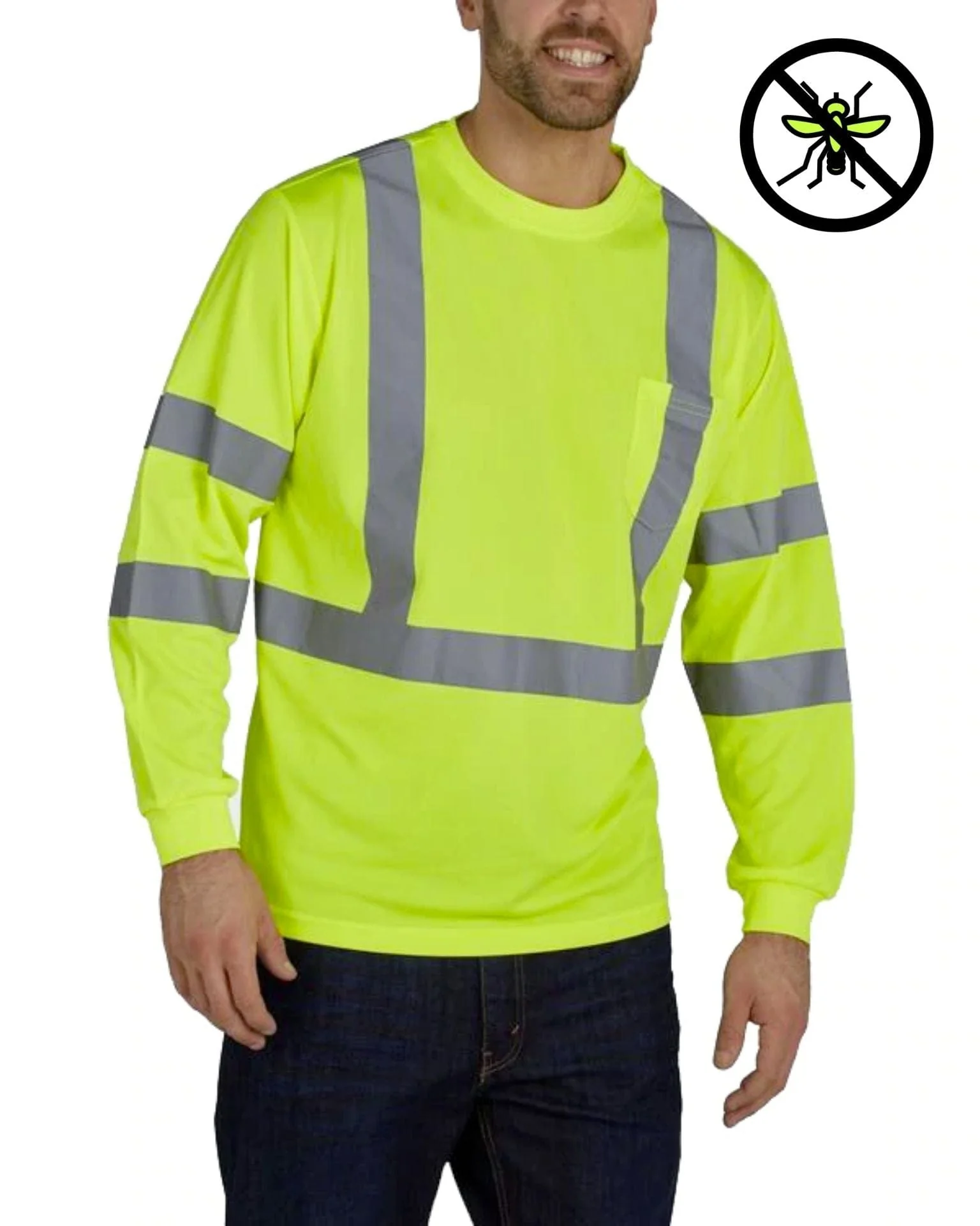 UHV867 HiVis Long Sleeve Tee - Protected with PERIMETER™ Insect Guard - Image 3