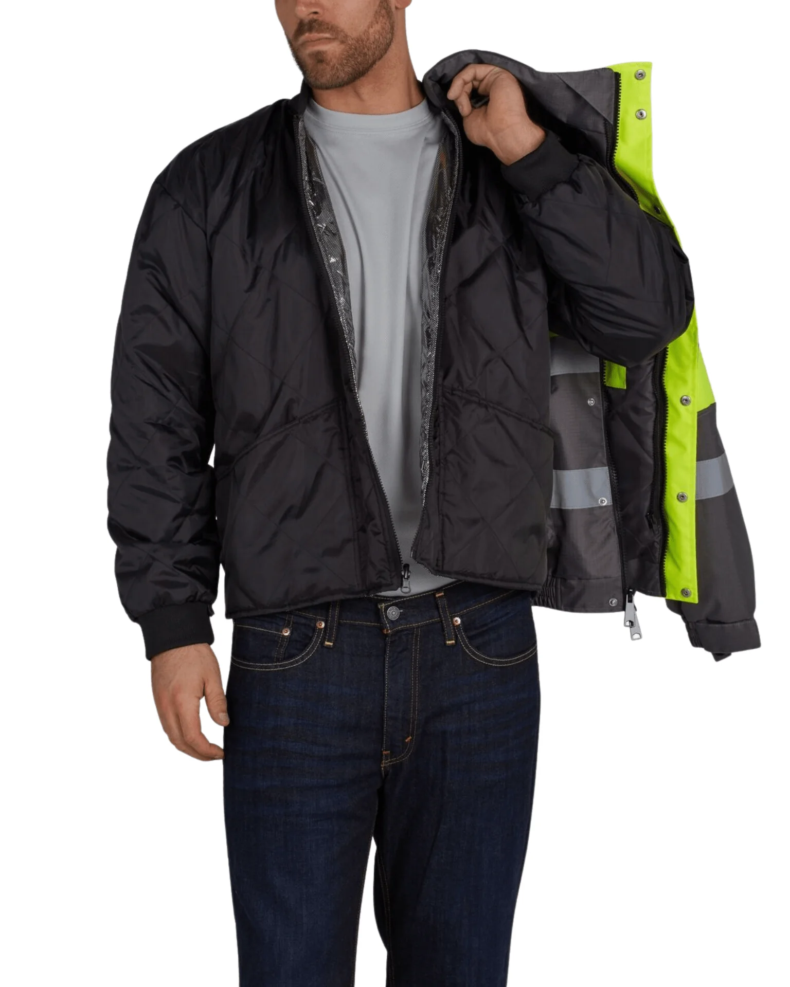 UHV887 HiVis Warm UP 3-in-1 Jacket with Removable Lining - Image 5