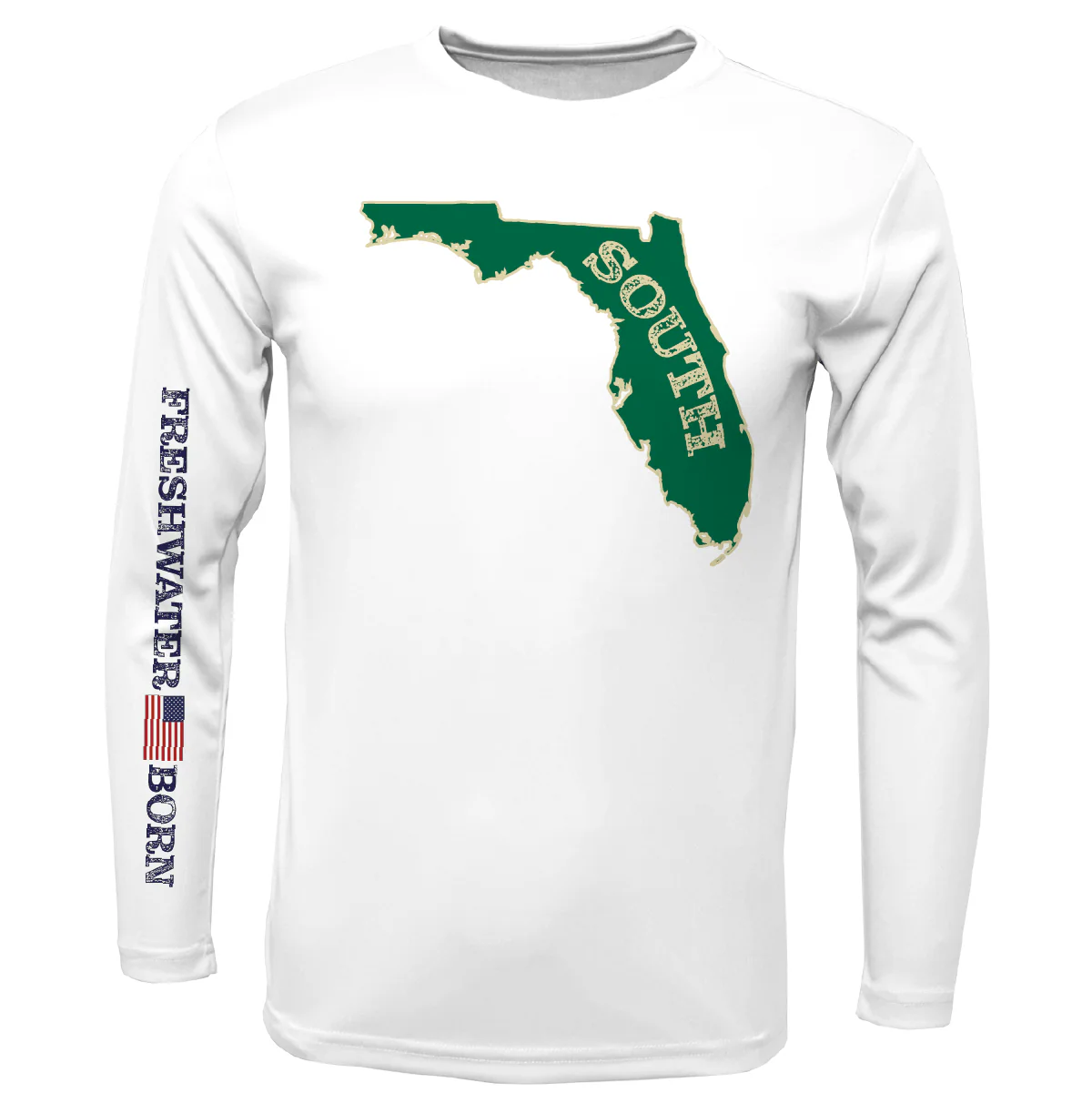 USF Green and Gold Freshwater Born Men's Long Sleeve UPF50+ Dry-Fit Shirt - Image 3