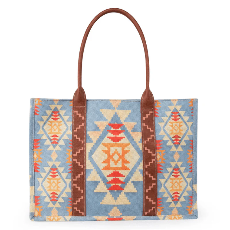 Wrangler Women's Southwestern Dual Sided Print Canvas Large Tote WG2202-8119BR - Image 2