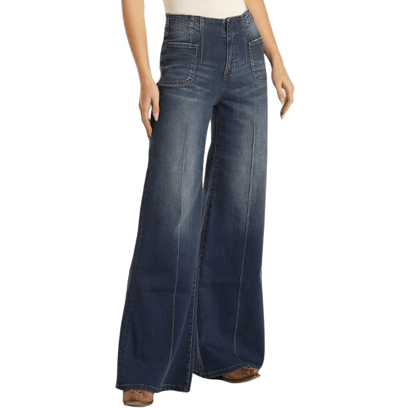 Rock & Roll Cowgirl Women's High Rise Extra Stretch Palazzo Flare Jeans WHF3529