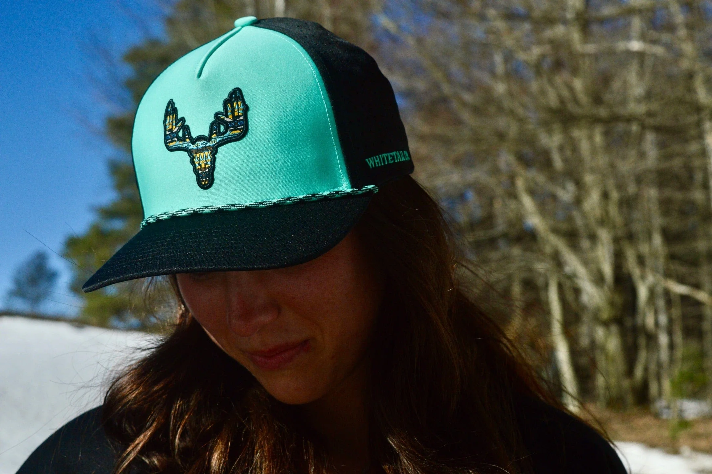 Whitetail Co. Western Buck Skull Teal Low/Mid Profile Trucker - Image 2